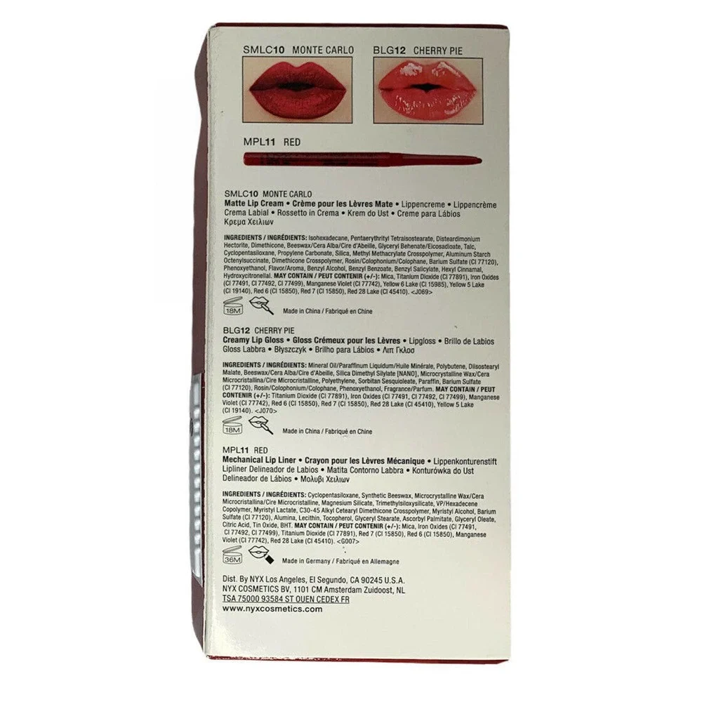 NEW NYX Red Lips Set Liner Lip Cream Butter Gloss Gift Set